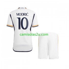 Camisolas de futebol Real Madrid Luka Modrić 10 Criança Equipamento Principal 2023/24 Manga Curta